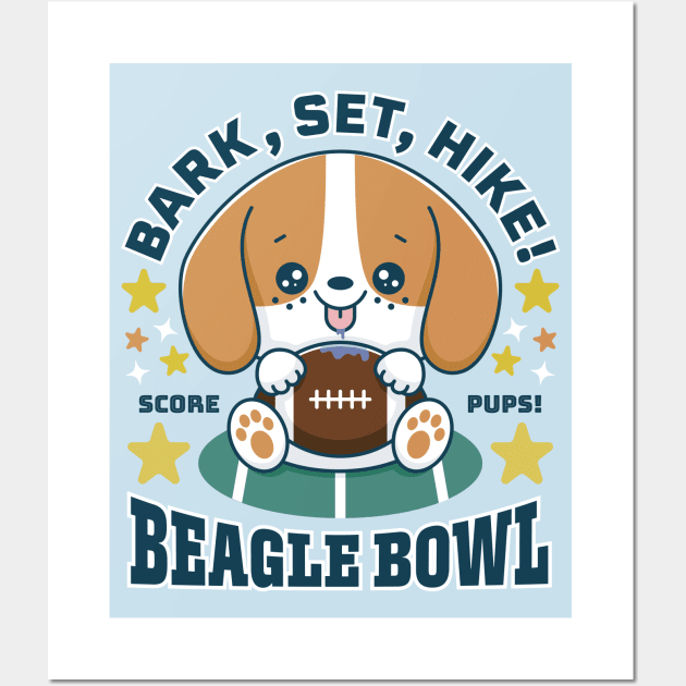 Beagle Bowl Puppy Football Wall Art by Meggie Nic